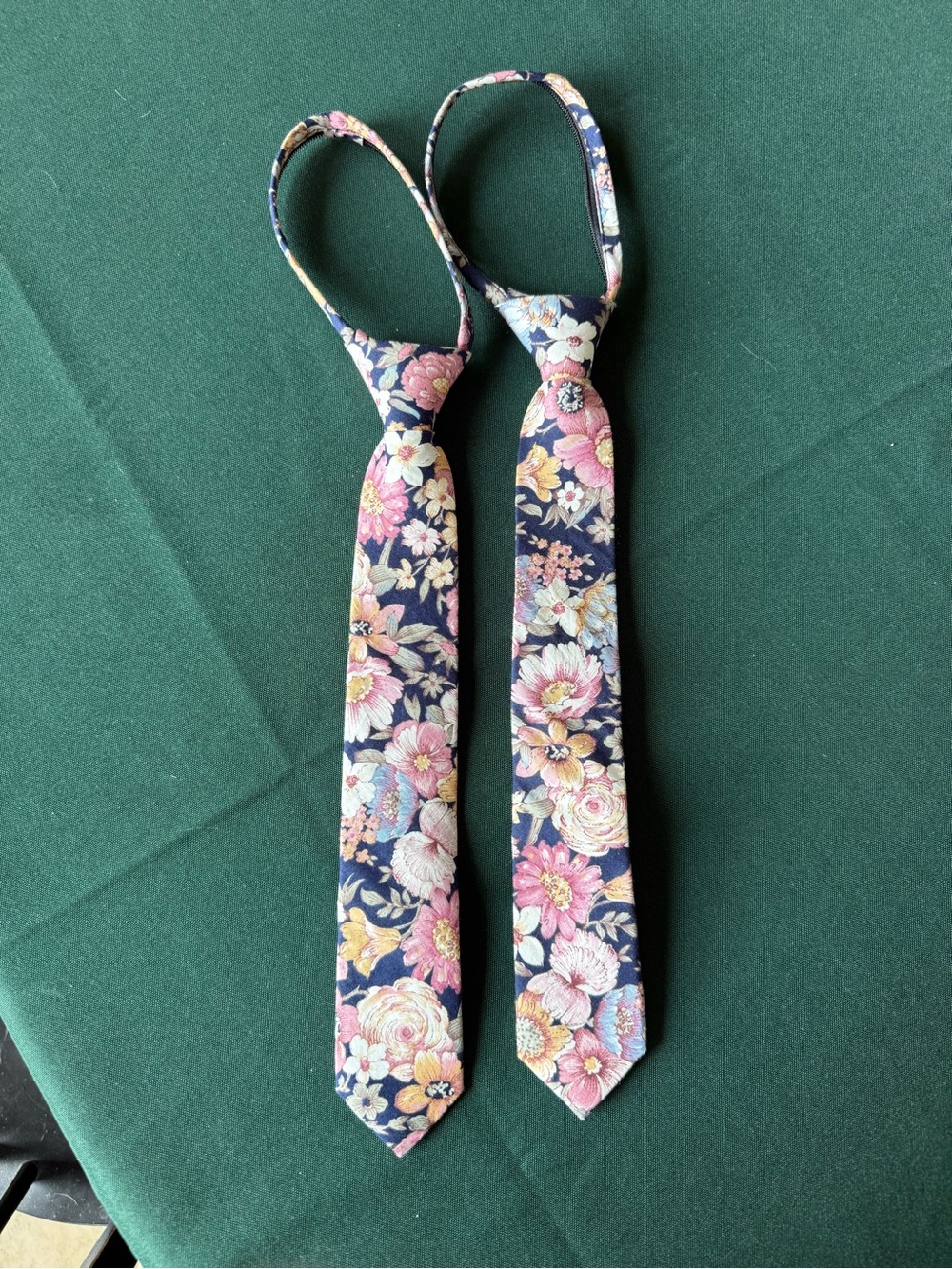 2 Navy with floral print youth ties